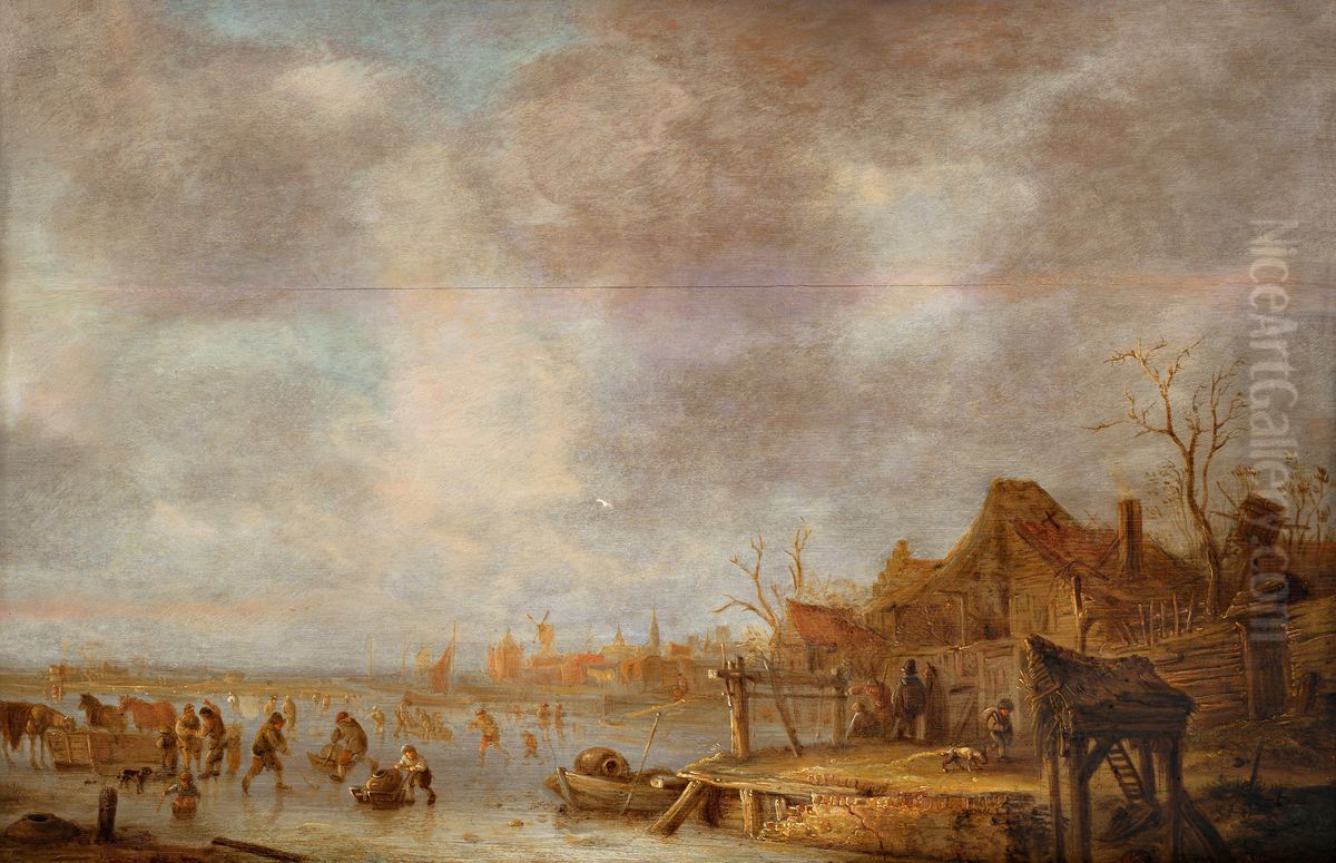 Vinterdag udenfor Haarlem Oil Painting by Isaac Van Ostade
