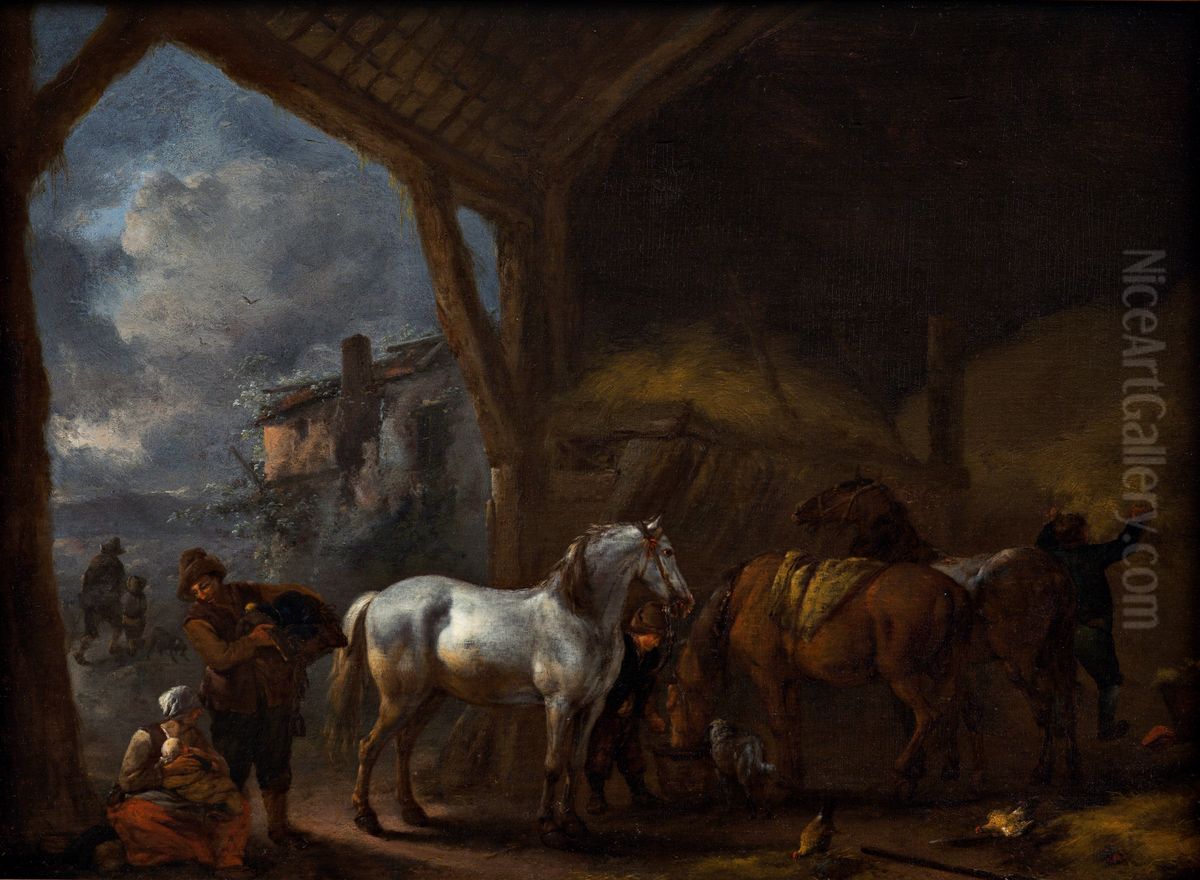 The stable Oil Painting by Philips Wouwerman