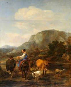 Italianate Landscape with Peasants Fording a Brook
