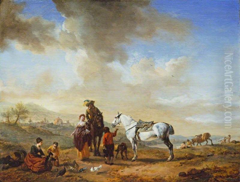 By the Riverside Oil Painting by Philips Wouwerman