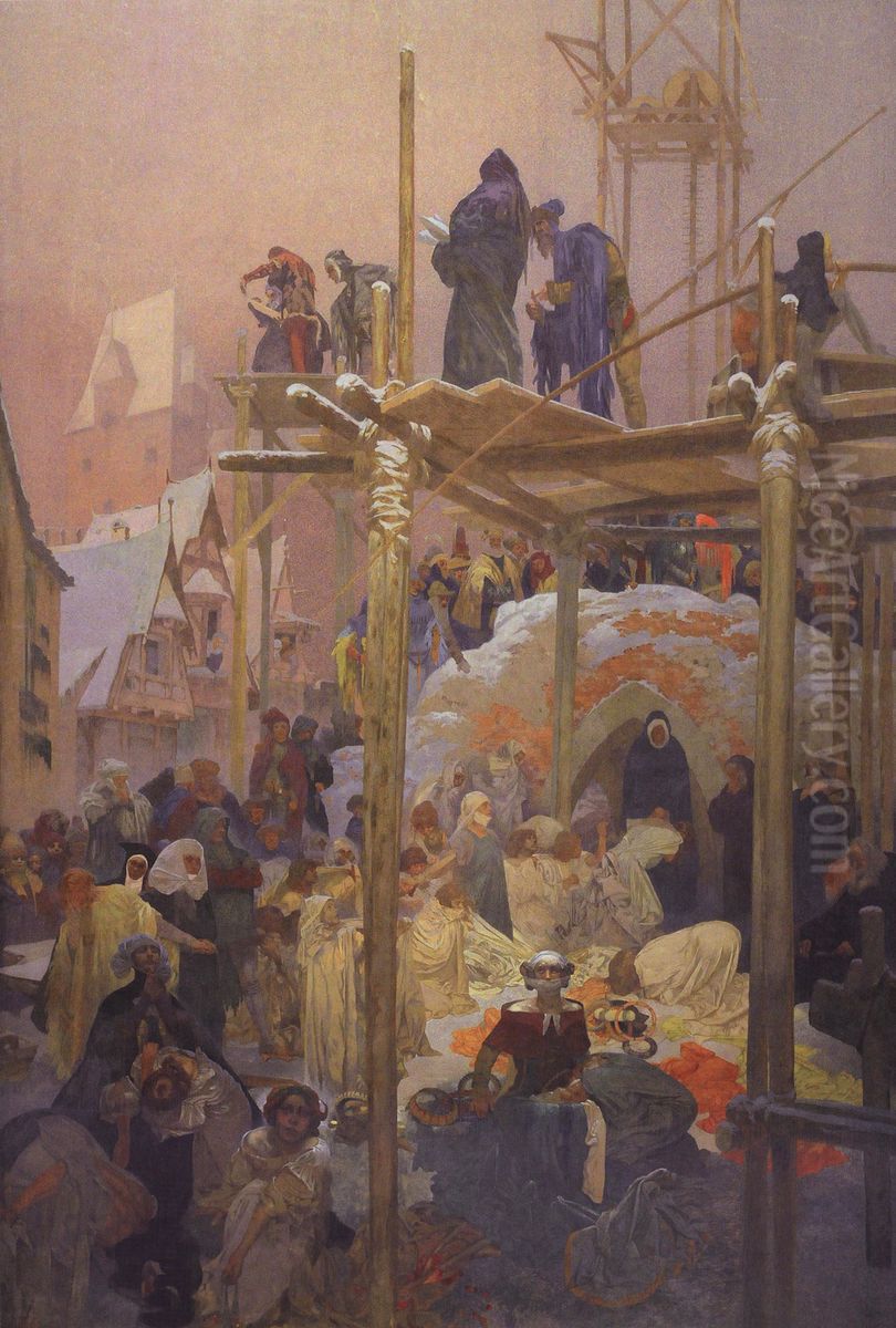 Jan Milic of Kromeriz: A Brothel Converted to a Convent Oil Painting by Alphonse Mucha