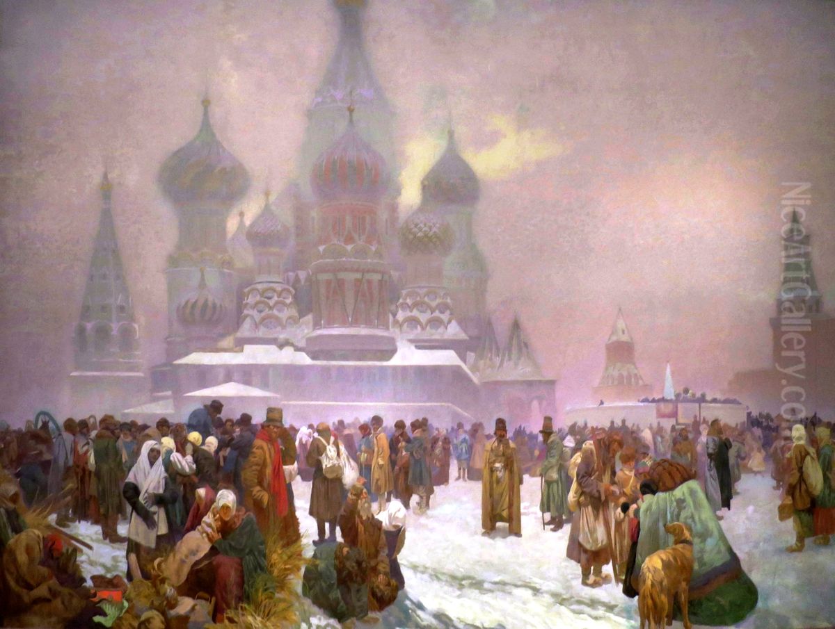 Zruseni nevolnictvi na Rusi Oil Painting by Alphonse Mucha