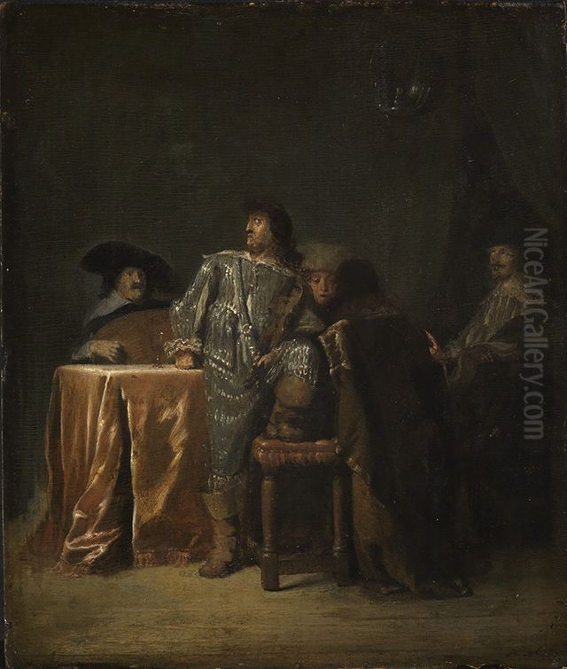 Musizierende Offiziere Oil Painting by Leonaert Bramer