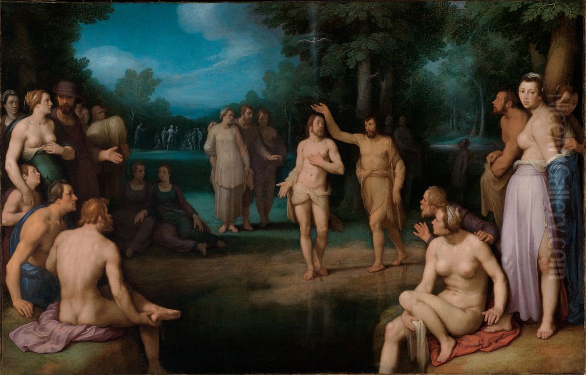 Baptism of Christ Oil Painting by Cornelis van Haarlem