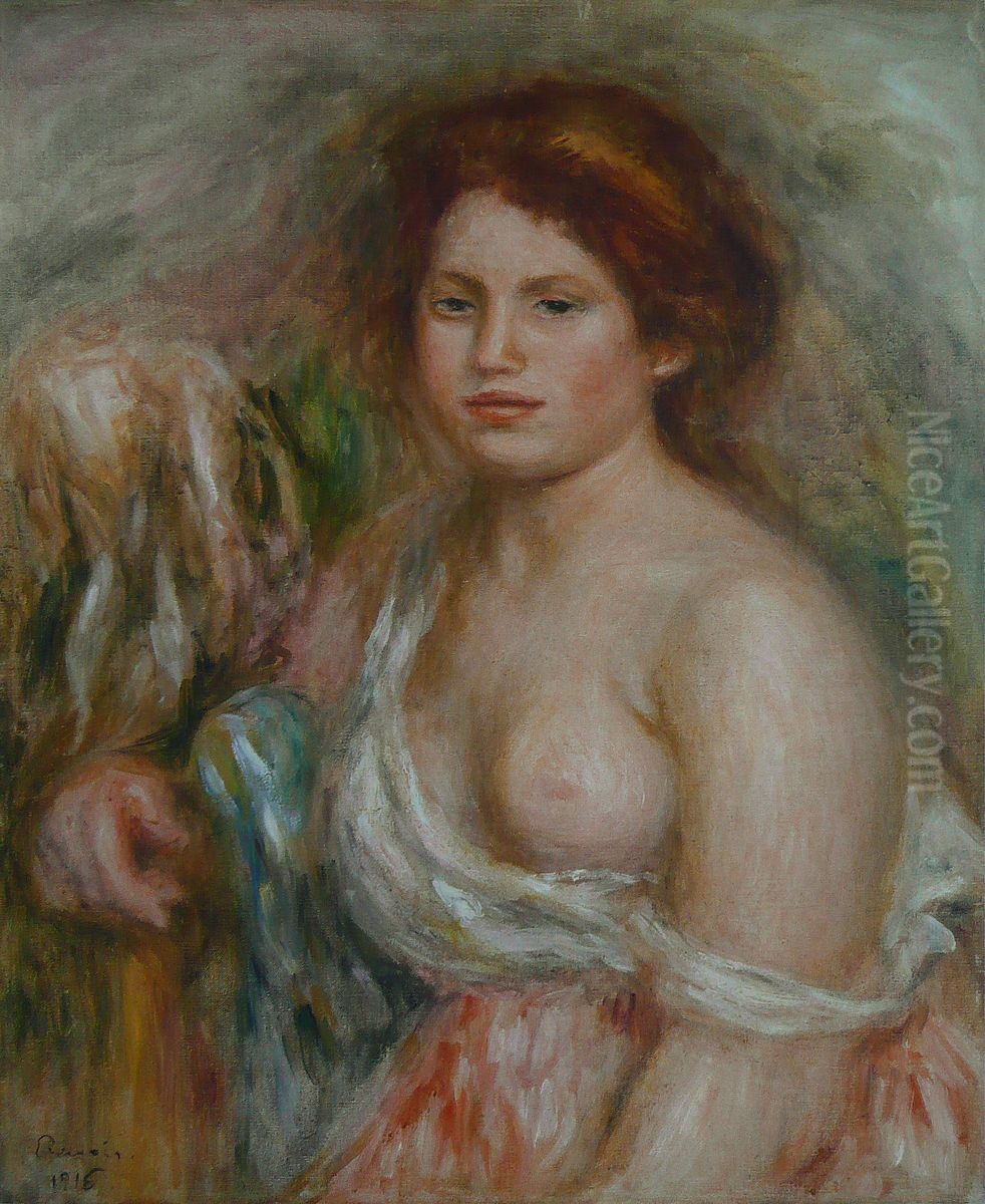 Portrait de modele en buste Oil Painting by Pierre Auguste Renoir