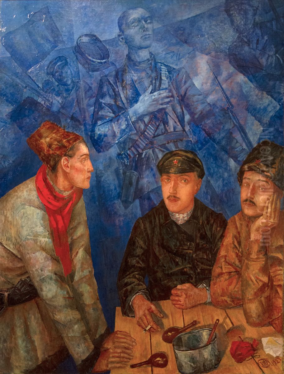 After battle Oil Painting by Kuzma Petrov-Vodkin