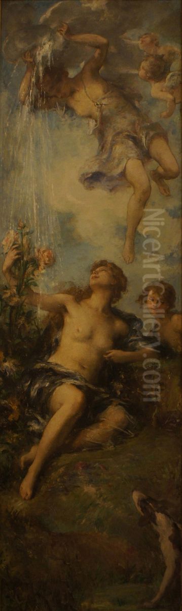 The nymph Nebula Oil Painting by Henri Leopold Levy