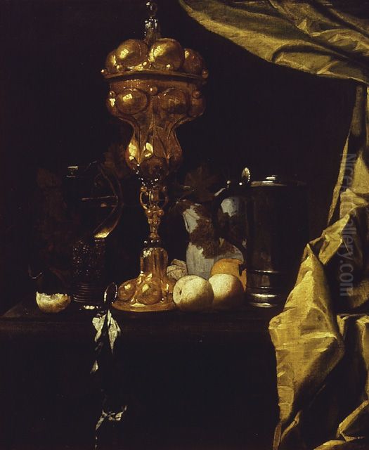 Still Life with a silver-gilt Cup Oil Painting by Christiaen Striep