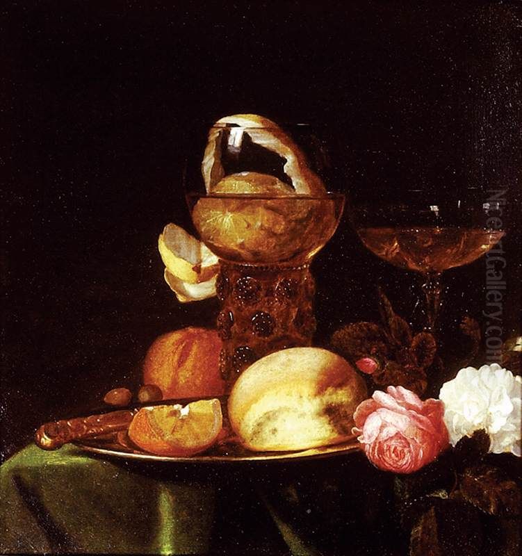 Still-Life with Fruit and Roses Oil Painting by Simon Luttichuys