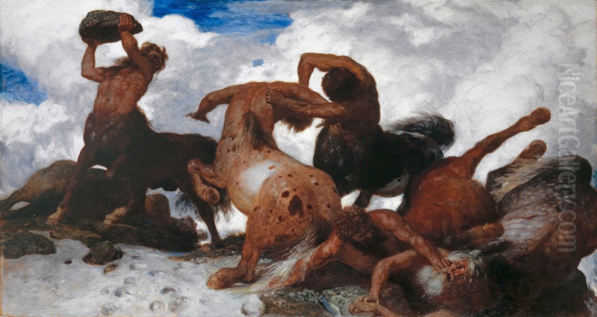 Fight of the Centaurs Oil Painting by Arnold Bocklin