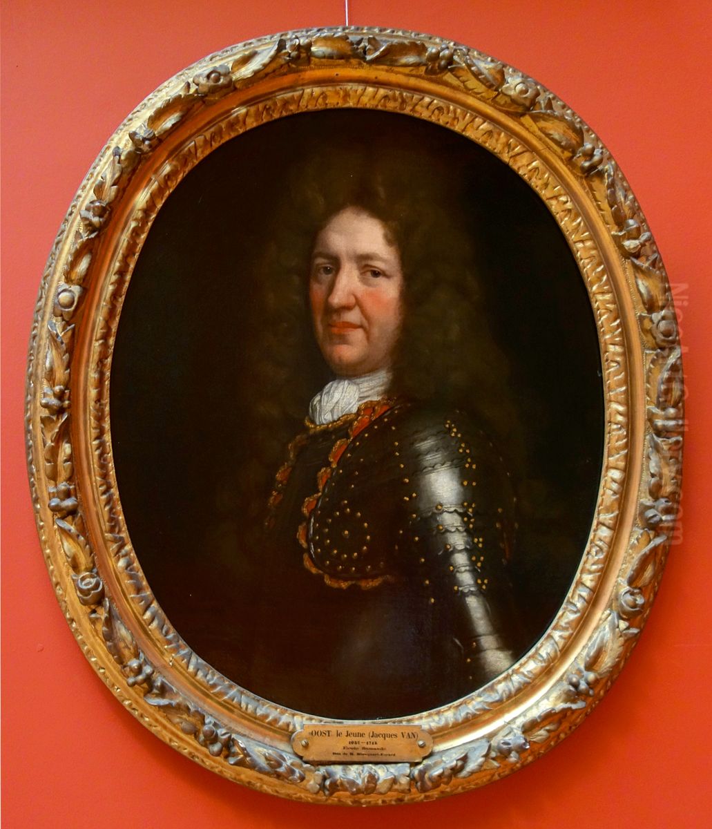 Portrait of Nazaire Joseph Dangueville, vicomte de Lompret (?-?), lieutenant-kolonel of the foreign infantry Oil Painting by Jacob van Oost the Younger