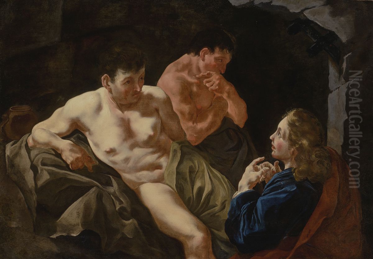 Joseph Interpreting the Eunuchs' Dreams Oil Painting by Giulia Lama