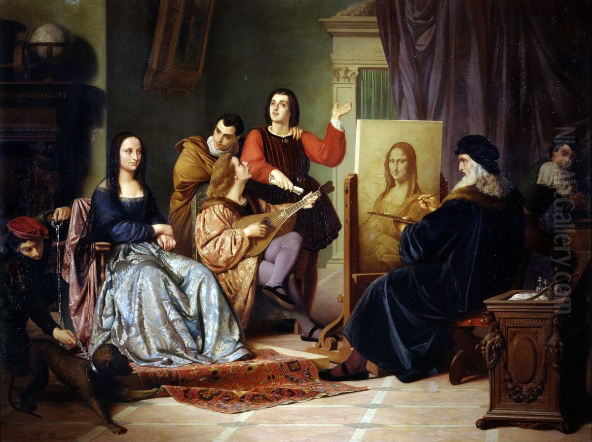 Leonardo retrata a laGioconda Oil Painting by Cesare Maccari