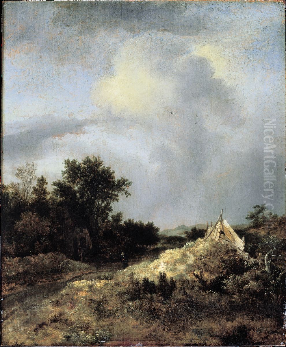 Dunenlandschaft mit einem Plankenzaun Oil Painting by Jacob Van Ruisdael