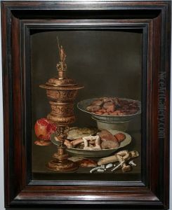 Still life with a gilt goblet, a pomegranate and Wan Li dishes with fruit, nuts and sweets