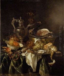 Still Life with a silver Wine-jar and a reflected Portrait of the Artist