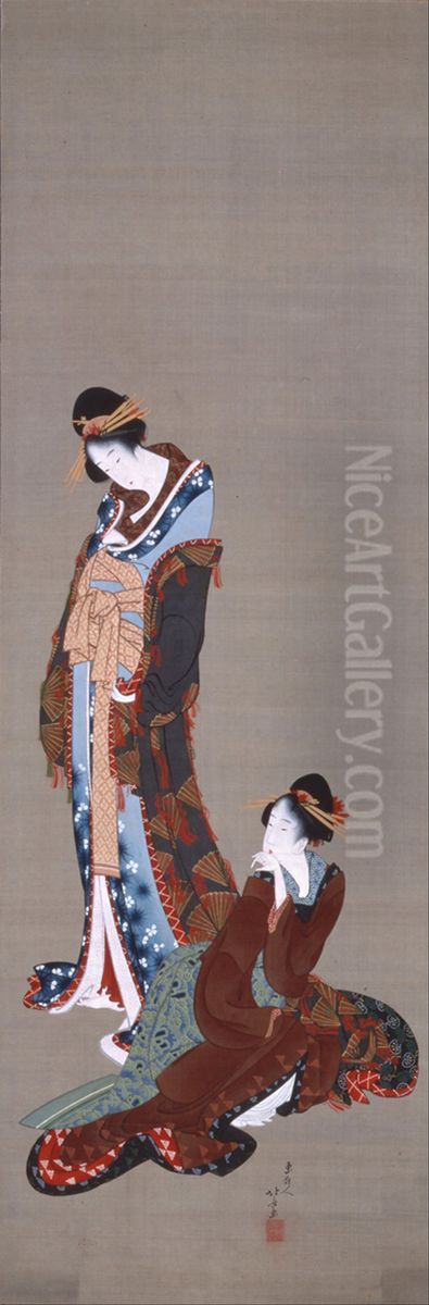 er mei ren tu Oil Painting by Katsushika Hokusai