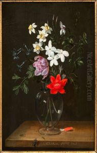 Flower still life in a glass vase