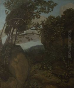 Souvenir of Nemi. Rocks and shrubs