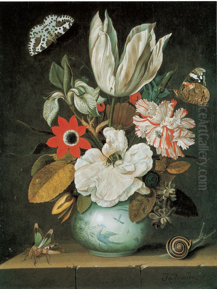 Vase of Flowers Oil Painting by Jan Goedart