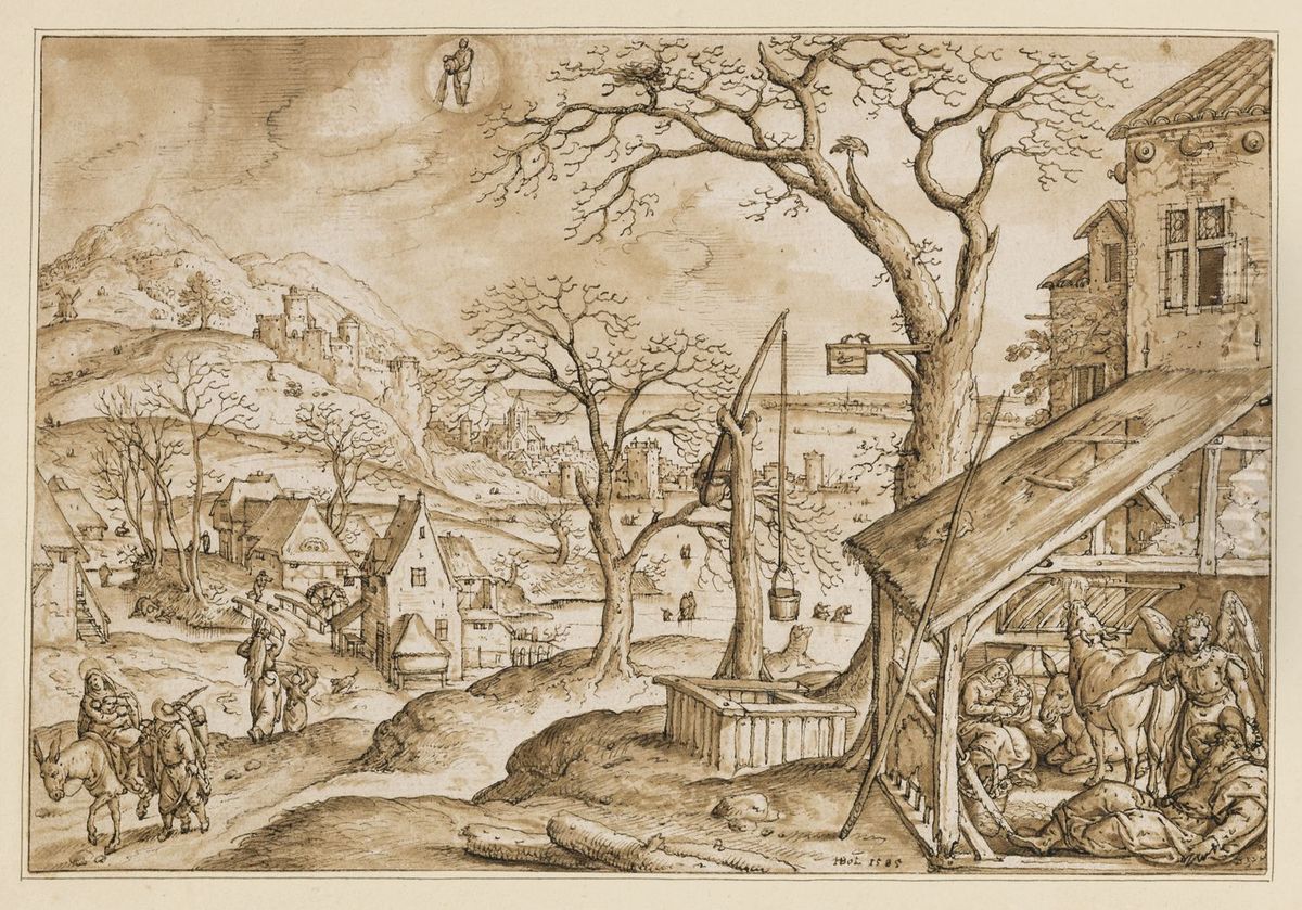 Januar - Der Engel warnt Josef nach Agypten zu fluchten Oil Painting by Hans Bol