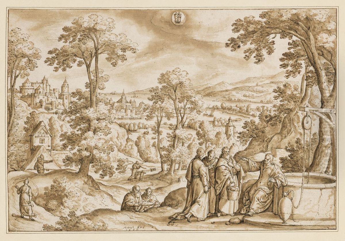 Mai - Jesus und die Samariterin Oil Painting by Hans Bol