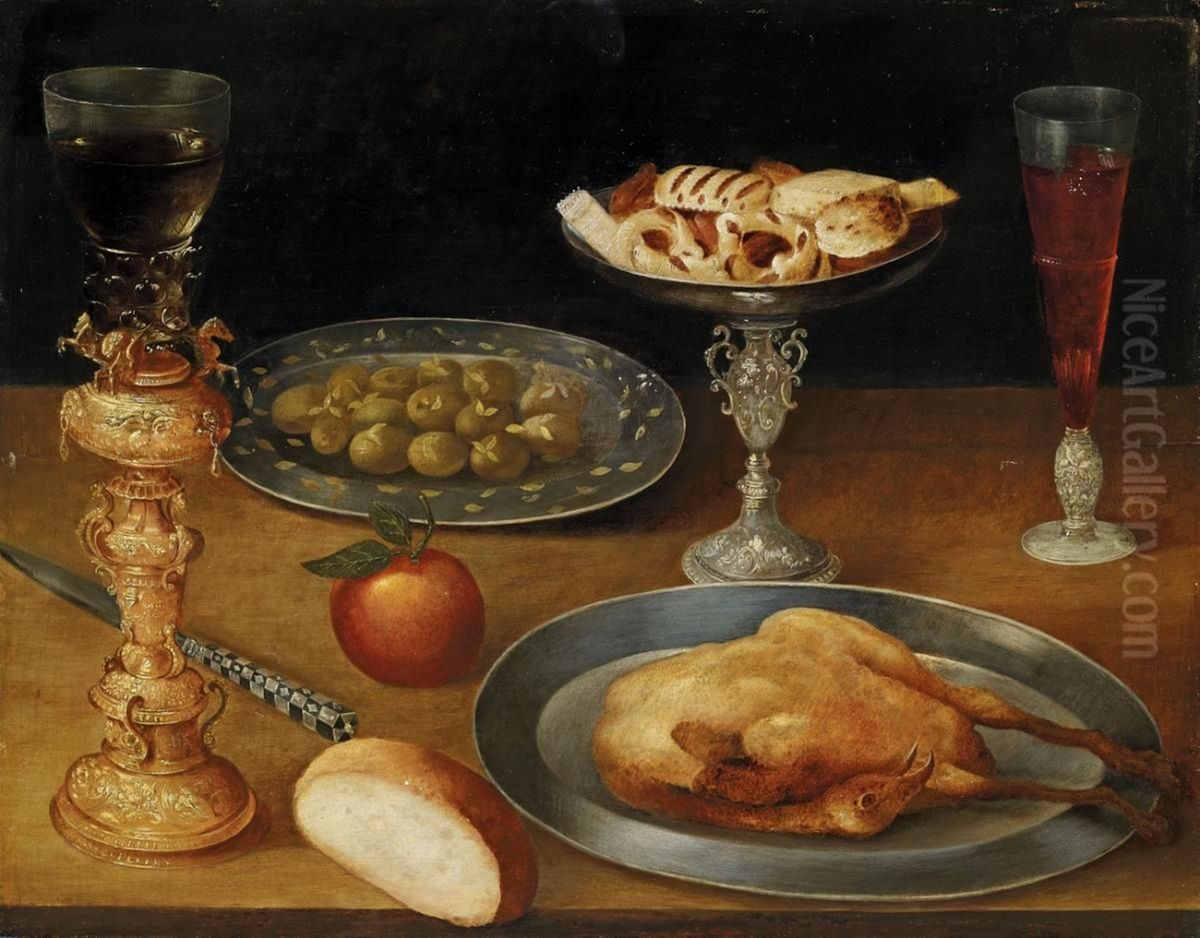 Still Life with Roast Chicken Oil Painting by Osias Beert