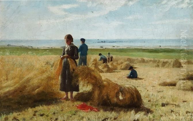 Slattonn pa Kvalbein, Jaeren Oil Painting by Kitty Lange Kielland