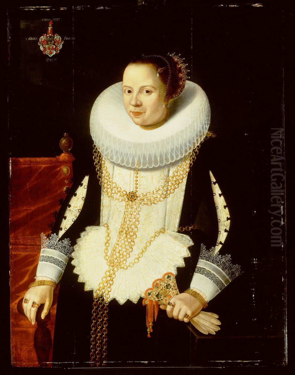 Portrait of Gertrud Kiever (Kyver), wife of Peter Ostermann Oil Painting by Gotthardt Wedig