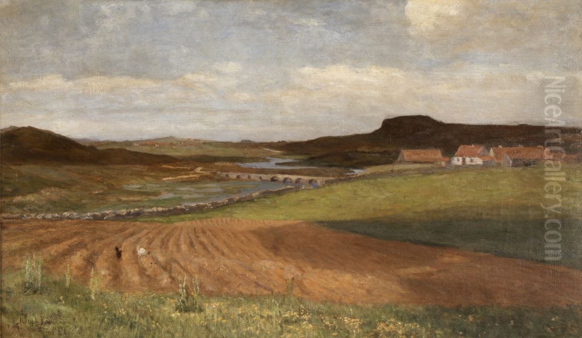 Skjaevelandsbroen Oil Painting by Kitty Lange Kielland