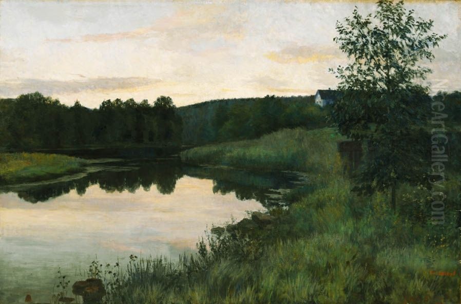 Sommernatt i Sandviken Oil Painting by Kitty Lange Kielland