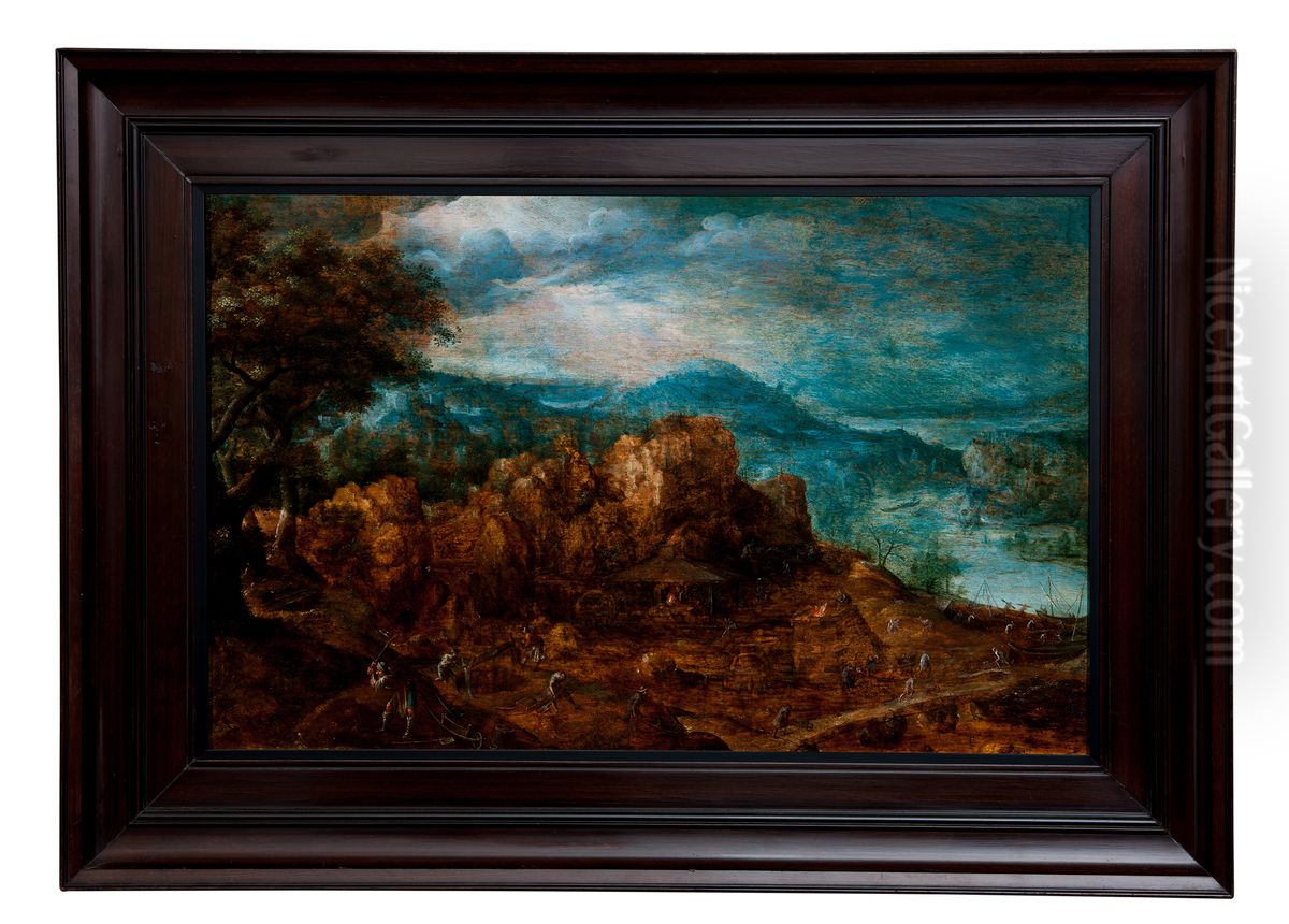 Iron Ore Mine and Iron Foundry on the Maas Oil Painting by Marten van Valckenborch