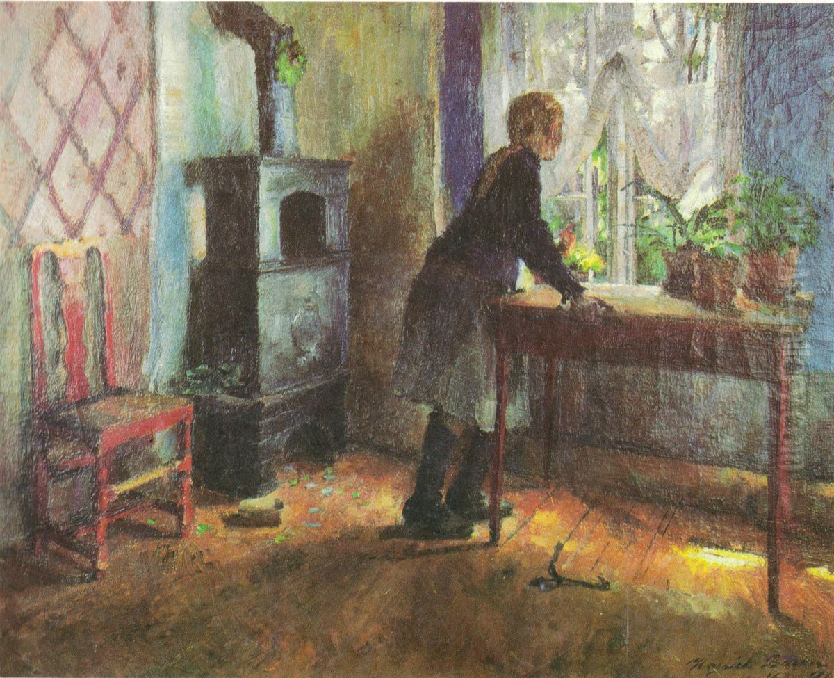 Girl by the window Oil Painting by Harriet Backer