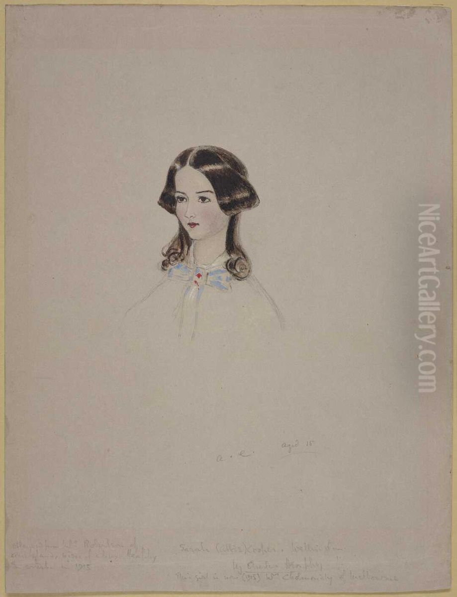 A.C. aged 15. Sarah (Abbie) Cooper, aged 15, of Wellington. 1849 Oil Painting by Charles Heaphy