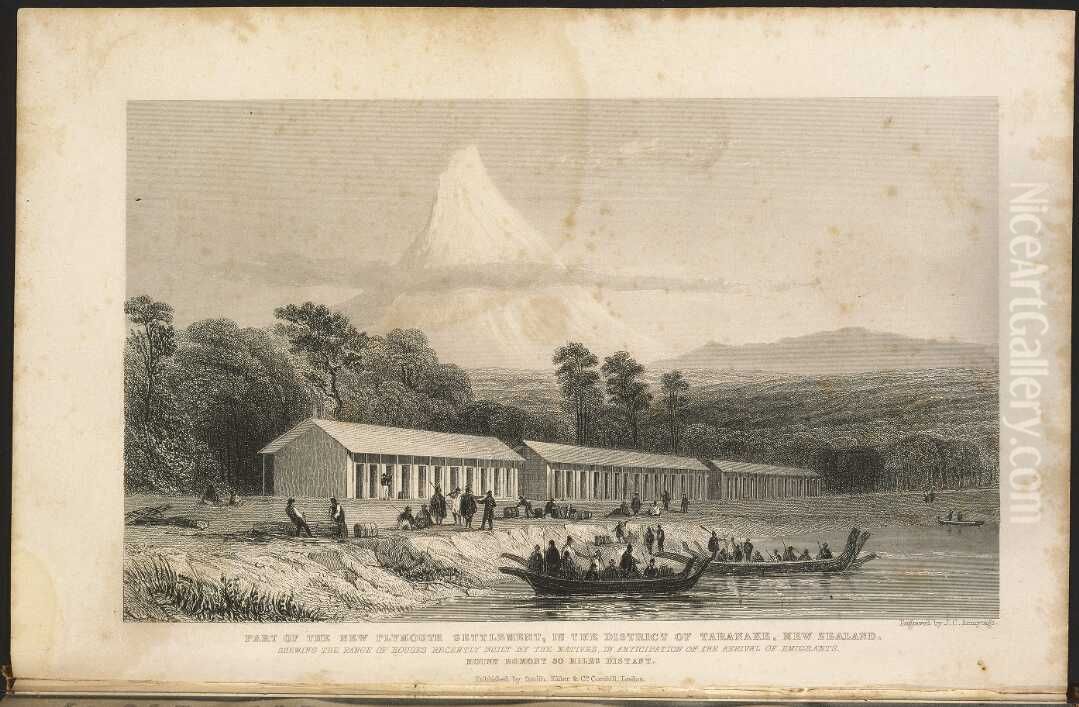 Part of the New Plymouth settlement in the district of Taranake Oil Painting by James Charles Armytage