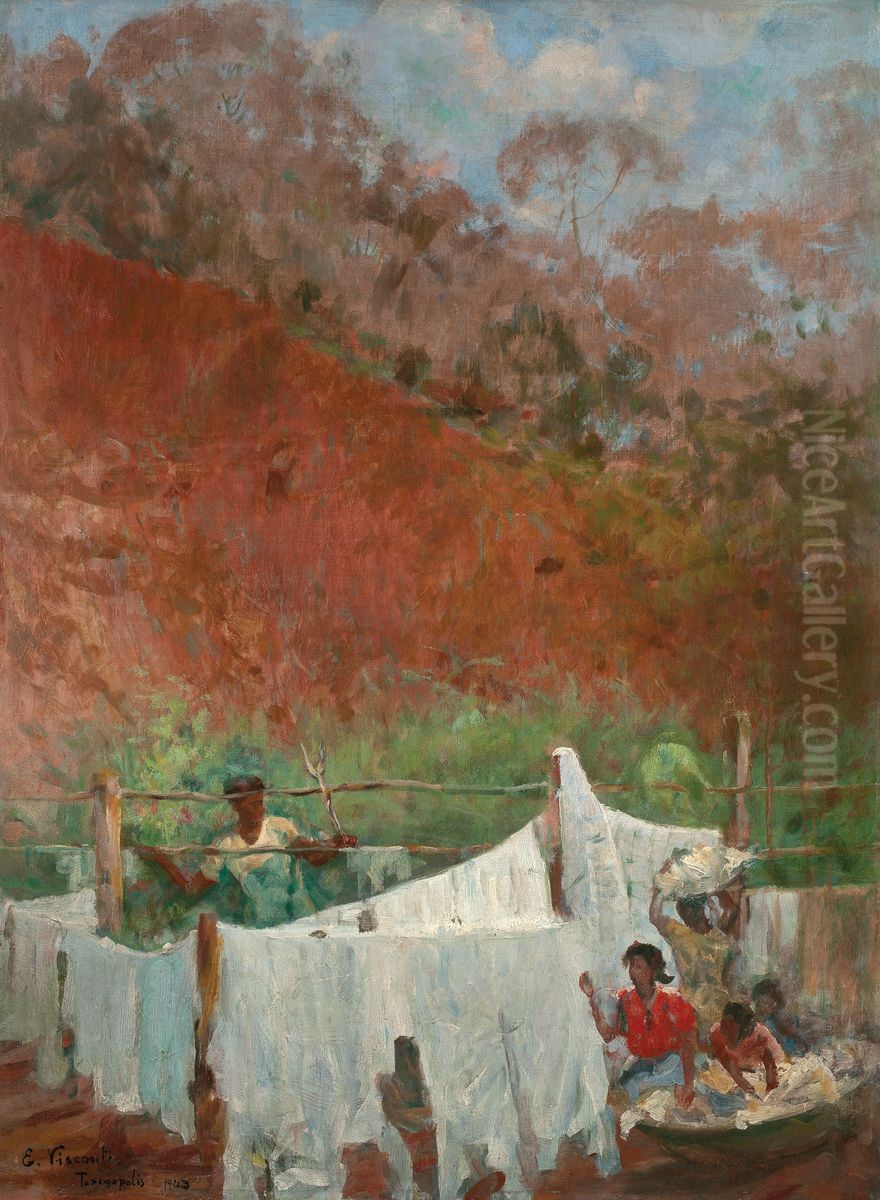 Roupa estendida Oil Painting by Eliseu Visconti