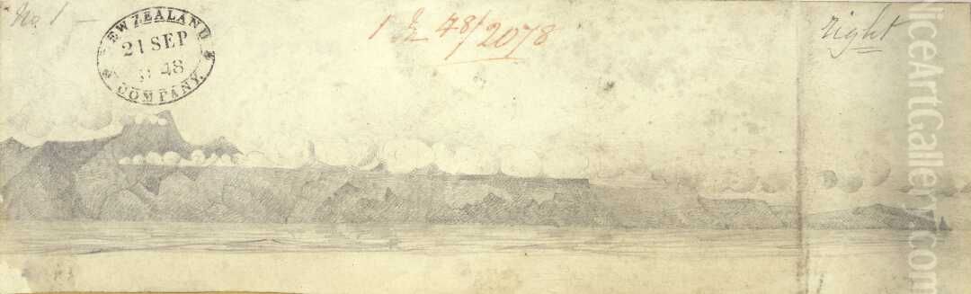 Main entrance to Queen Charlotte Sound Oil Painting by Charles Heaphy