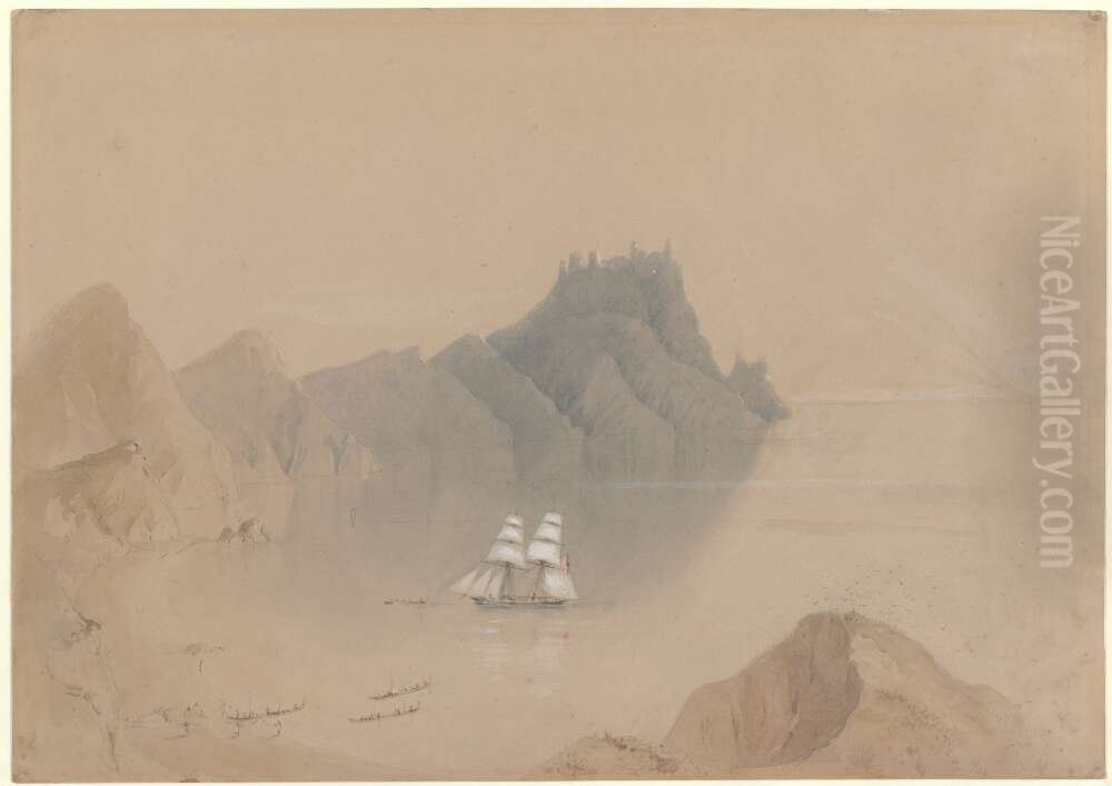 [Manaia, Whangarei Heads] Oil Painting by Charles Heaphy