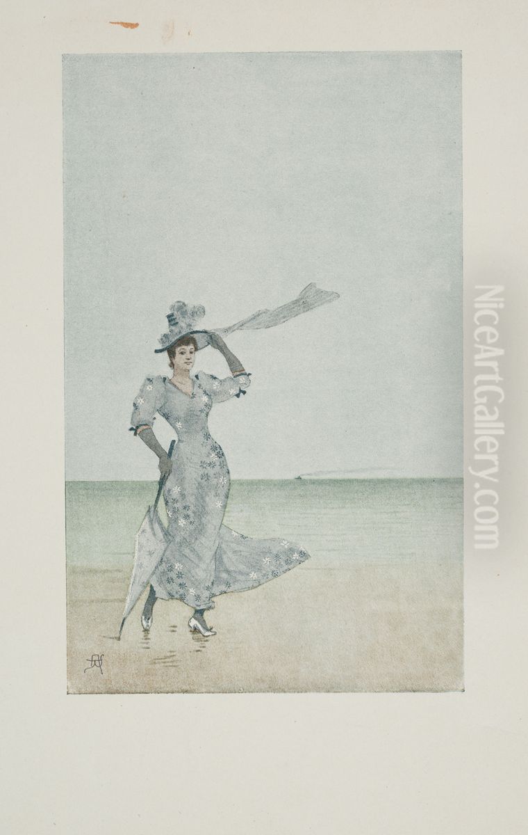 kleurontwerp voor het omslag van 'Nos Plages' Oil Painting by Armand Rassenfosse