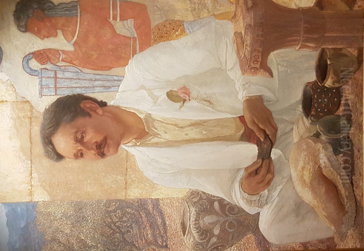 Sir Arthur Evans among the Ruins of the Palace of Knossos Oil Painting by William Blake Richmond