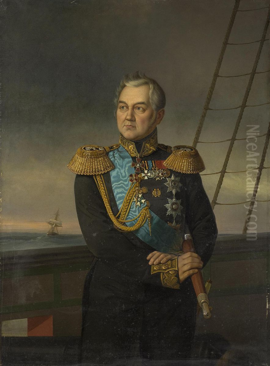 Portrait of Admiral Mikhail Lazarev Oil Painting by Georg von Bothmann
