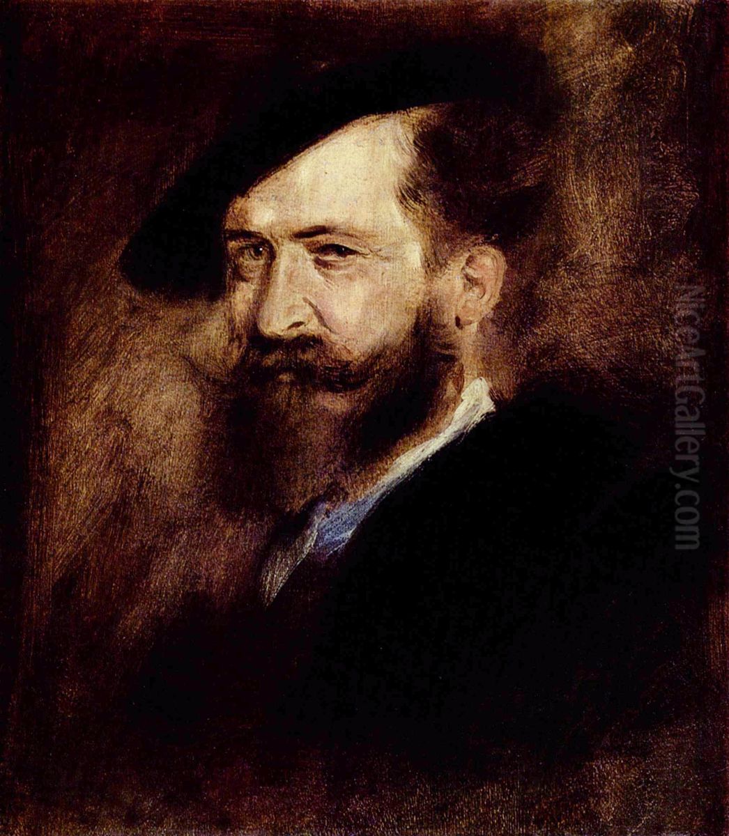 Portrait of Wilhelm Busch Oil Painting by Lenbach Franz Von