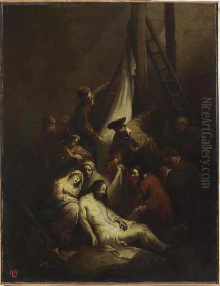 The Descent from the Cross Oil Painting by Christian Wilhelm Ernst Dietrich