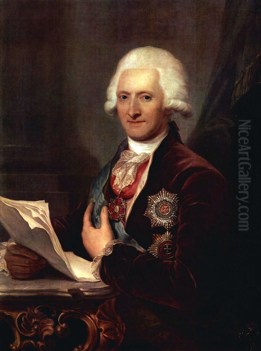 Portrait of Count J.E. Sievers Oil Painting by Josef Grassi
