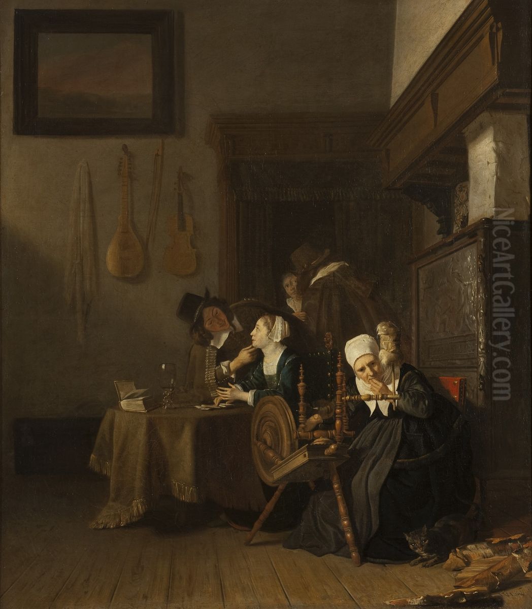 Indulgent Old Lady Oil Painting by Jacob van Loo