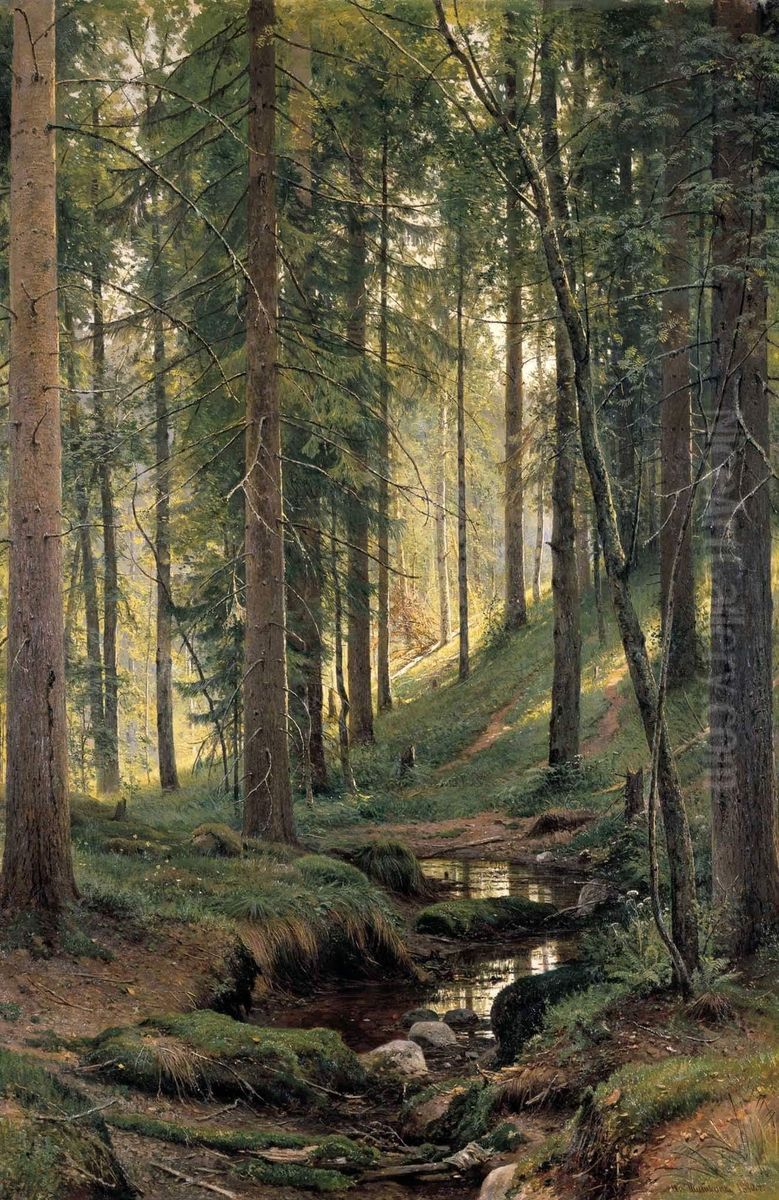 <<Rucej v lesu (Na kosogore)>> Oil Painting by Ivan Shishkin