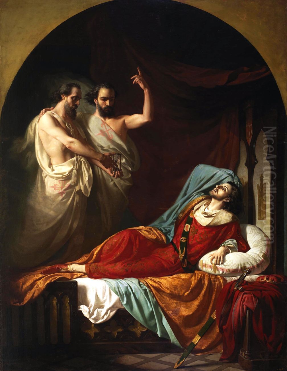 Ultimos momentos de Fernando IV el Emplazado Oil Painting by Jose Casado del Alisal