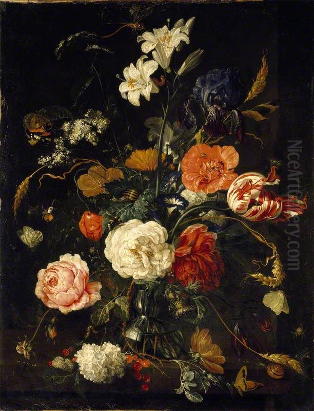 A Vase of Flowers Oil Painting by Jan Davidsz. De Heem