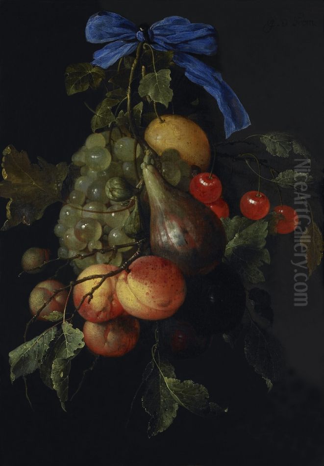 Festoon of Fruit Oil Painting by Jan Davidsz. De Heem