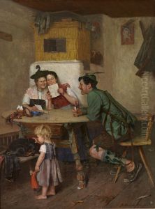 Familie liest einen Brief.